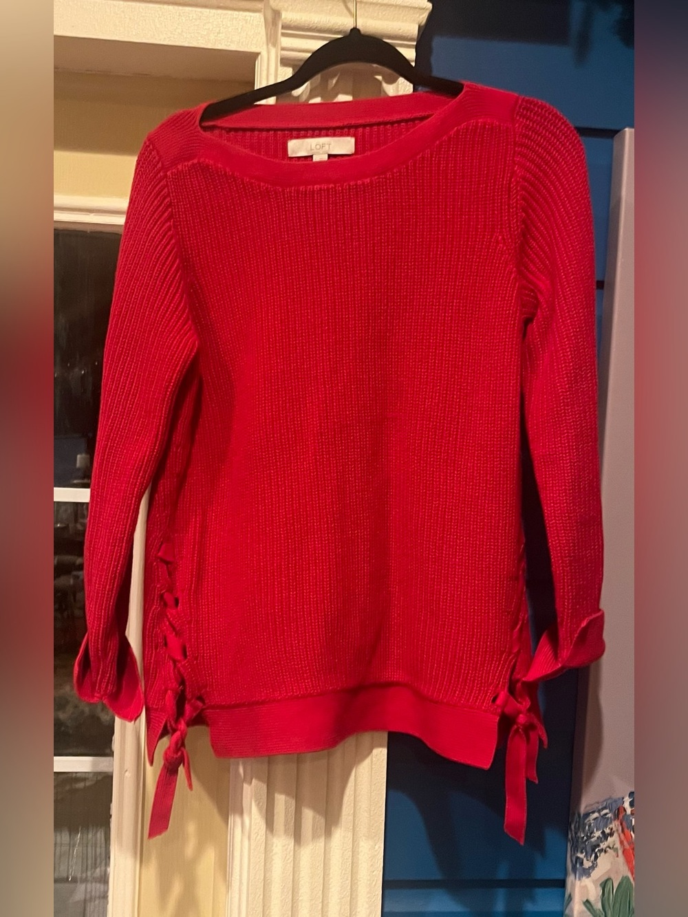 LOFT Ladies Red Sweater Large - Picture 3 of 10
